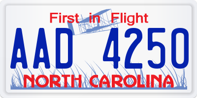 NC license plate AAD4250