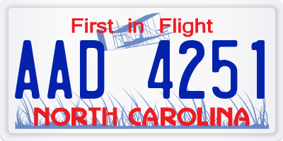NC license plate AAD4251