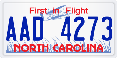 NC license plate AAD4273