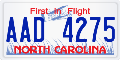 NC license plate AAD4275