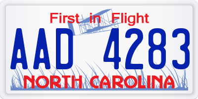 NC license plate AAD4283
