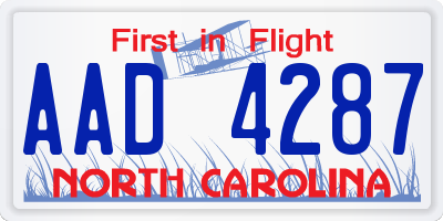 NC license plate AAD4287