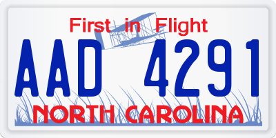 NC license plate AAD4291