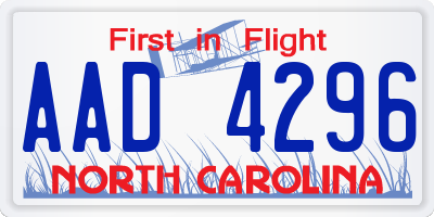 NC license plate AAD4296