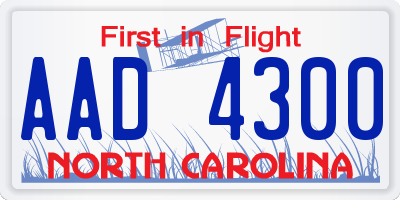 NC license plate AAD4300
