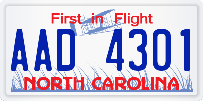 NC license plate AAD4301