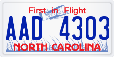 NC license plate AAD4303