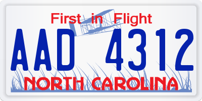 NC license plate AAD4312