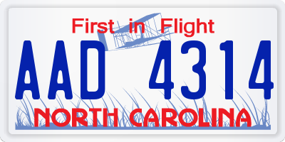 NC license plate AAD4314