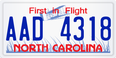 NC license plate AAD4318