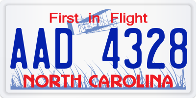 NC license plate AAD4328