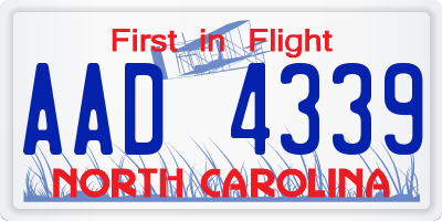 NC license plate AAD4339