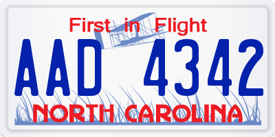 NC license plate AAD4342