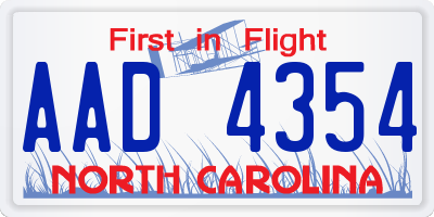 NC license plate AAD4354