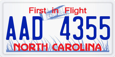 NC license plate AAD4355
