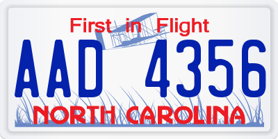 NC license plate AAD4356