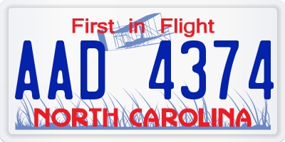 NC license plate AAD4374