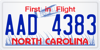 NC license plate AAD4383