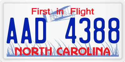 NC license plate AAD4388