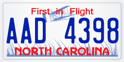 NC license plate AAD4398