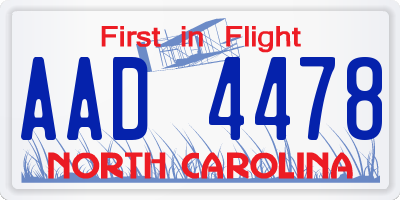 NC license plate AAD4478