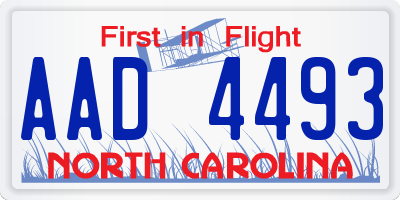 NC license plate AAD4493