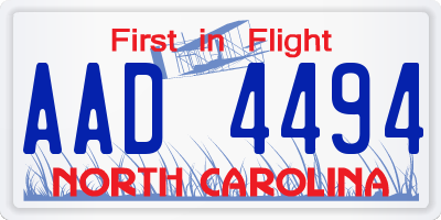 NC license plate AAD4494