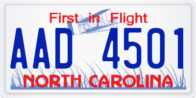 NC license plate AAD4501