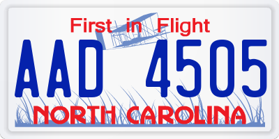 NC license plate AAD4505
