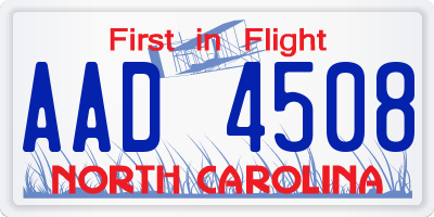 NC license plate AAD4508