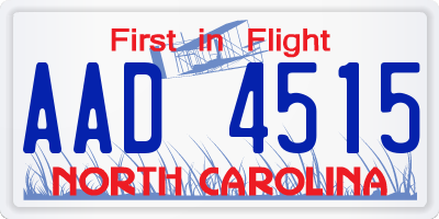 NC license plate AAD4515