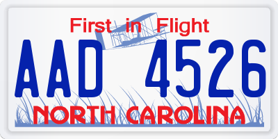 NC license plate AAD4526