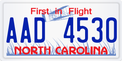 NC license plate AAD4530