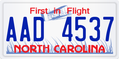 NC license plate AAD4537