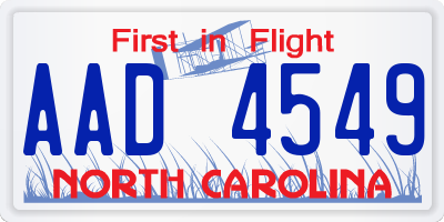 NC license plate AAD4549