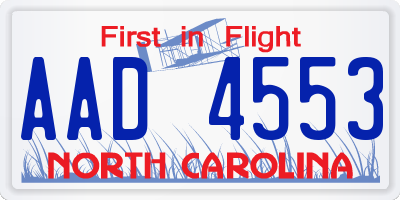 NC license plate AAD4553