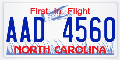 NC license plate AAD4560