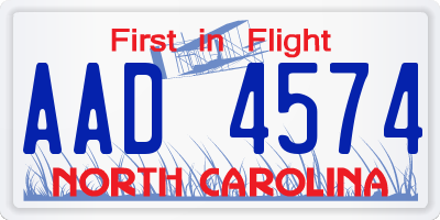 NC license plate AAD4574