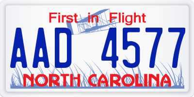NC license plate AAD4577