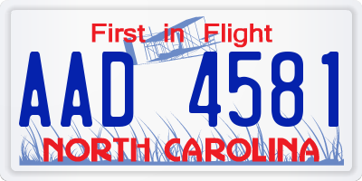 NC license plate AAD4581