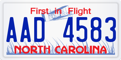 NC license plate AAD4583