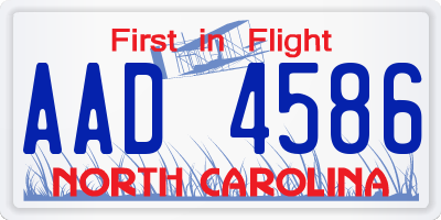 NC license plate AAD4586