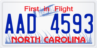 NC license plate AAD4593