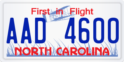 NC license plate AAD4600