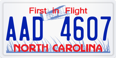 NC license plate AAD4607