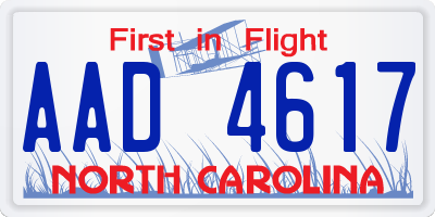 NC license plate AAD4617