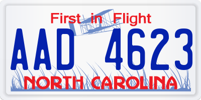 NC license plate AAD4623