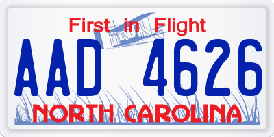 NC license plate AAD4626