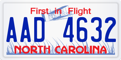NC license plate AAD4632