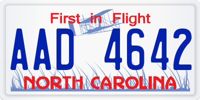 NC license plate AAD4642